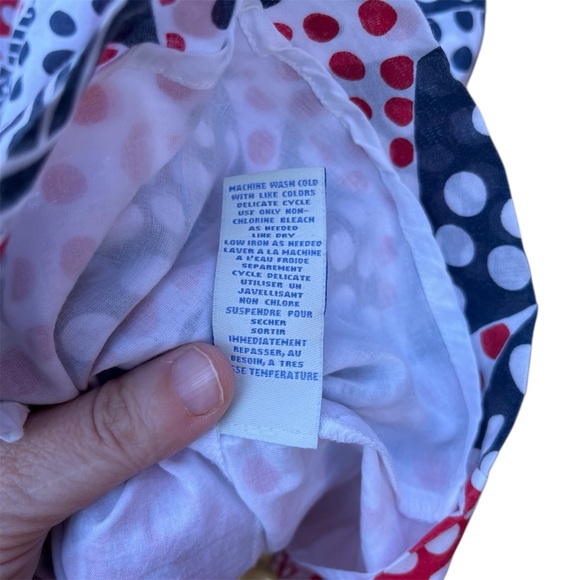 Odille Blue and Red Cotton Polka Dot Patterned Dress - Picture 6 of 13